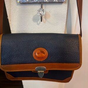 Dooney & Bourke Navy and Brown Messenger Bag